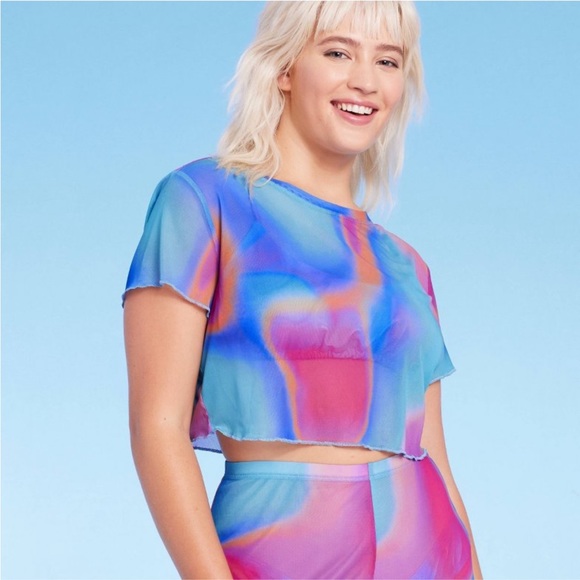 wild fable Swim Womens Mesh Cover Up Short Sleeve Crop Top Poshmark